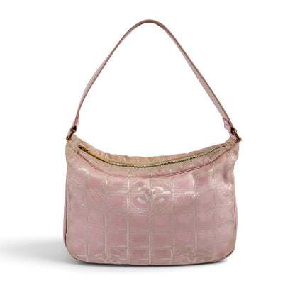 Chanel New Travel Line Hand Pink Mini Handbag Pouch Nylon Canvas CC Logo — view 2