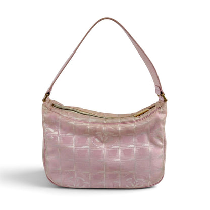 Chanel New Travel Line Hand Pink Mini Handbag Pouch Nylon Canvas CC Logo — view 3