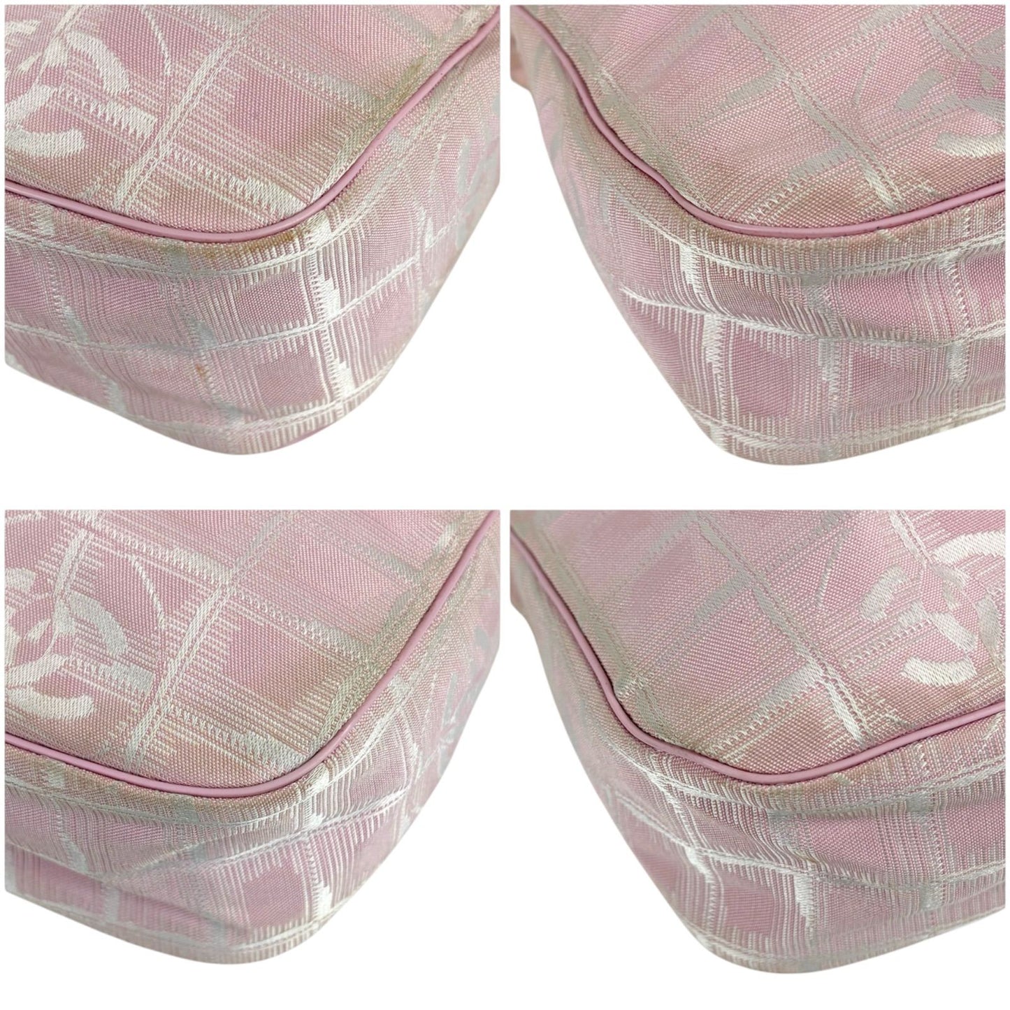 Chanel New Travel Line Hand Pink Mini Handbag Pouch Nylon Canvas CC Logo — view 6