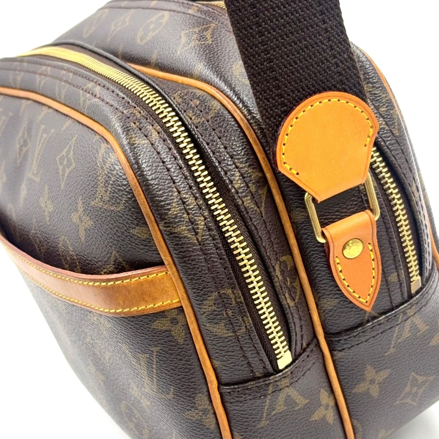 Louis Vuitton Reporter PM Monogram Leather Brown Light Shoulder Bag Gold — view 7