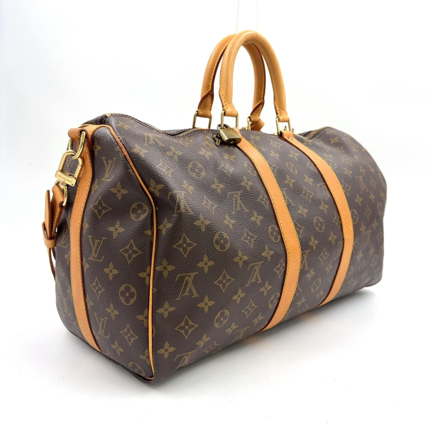 Louis Vuitton Keepall Bandouliere 45 Monogram Leather Brown Light Boston Bag — view 2