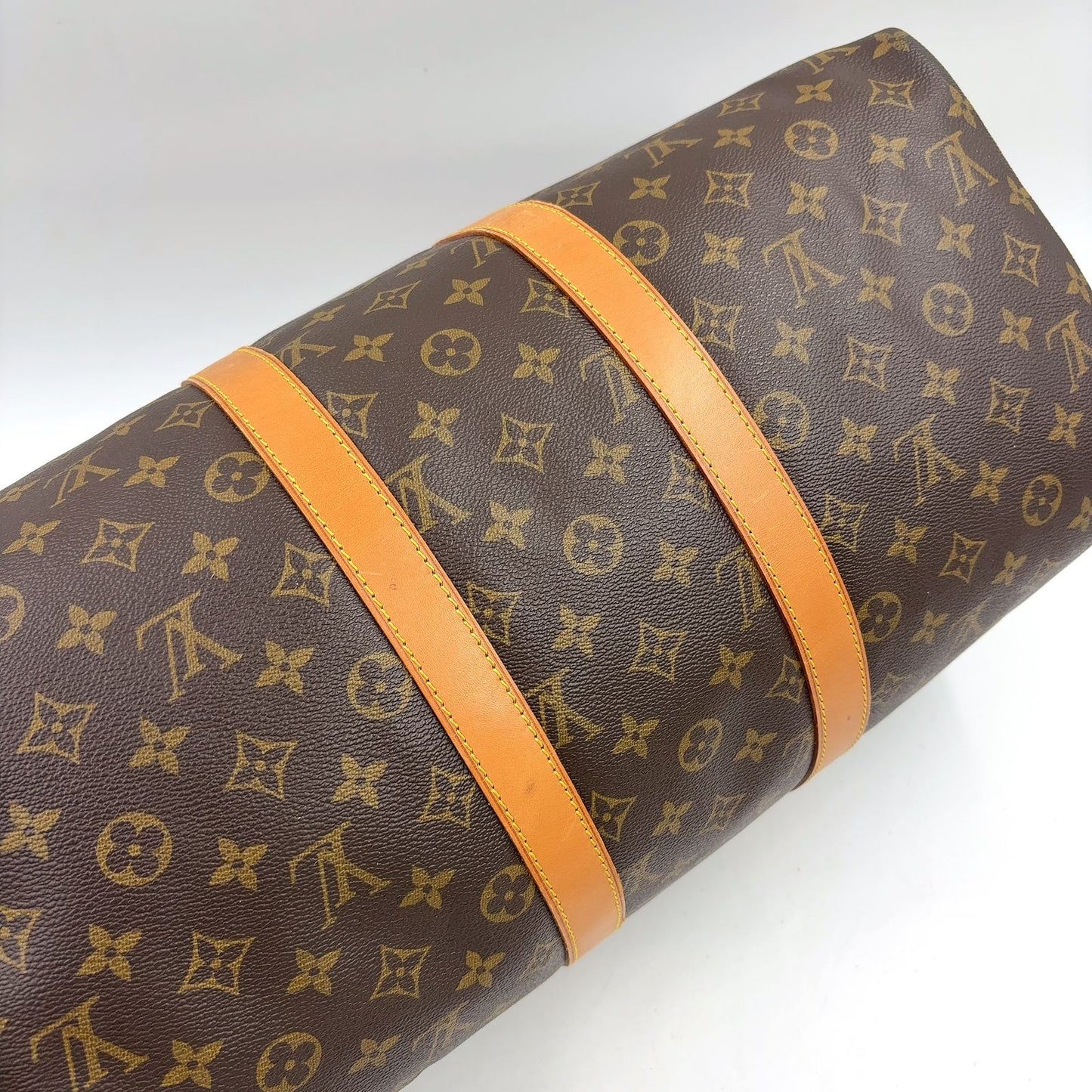 Louis Vuitton Keepall Bandouliere 45 Monogram Leather Brown Light Boston Bag — view 8