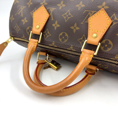 Louis Vuitton Speedy 30 Monogram Leather Brown Light Handbag Gold — view 5