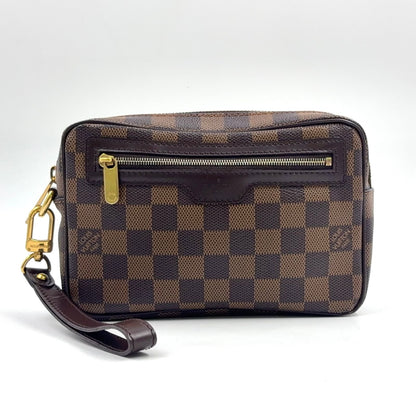 Louis Vuitton Pochette Viemakao Damier Ebene Leather Brown Clutch Gold