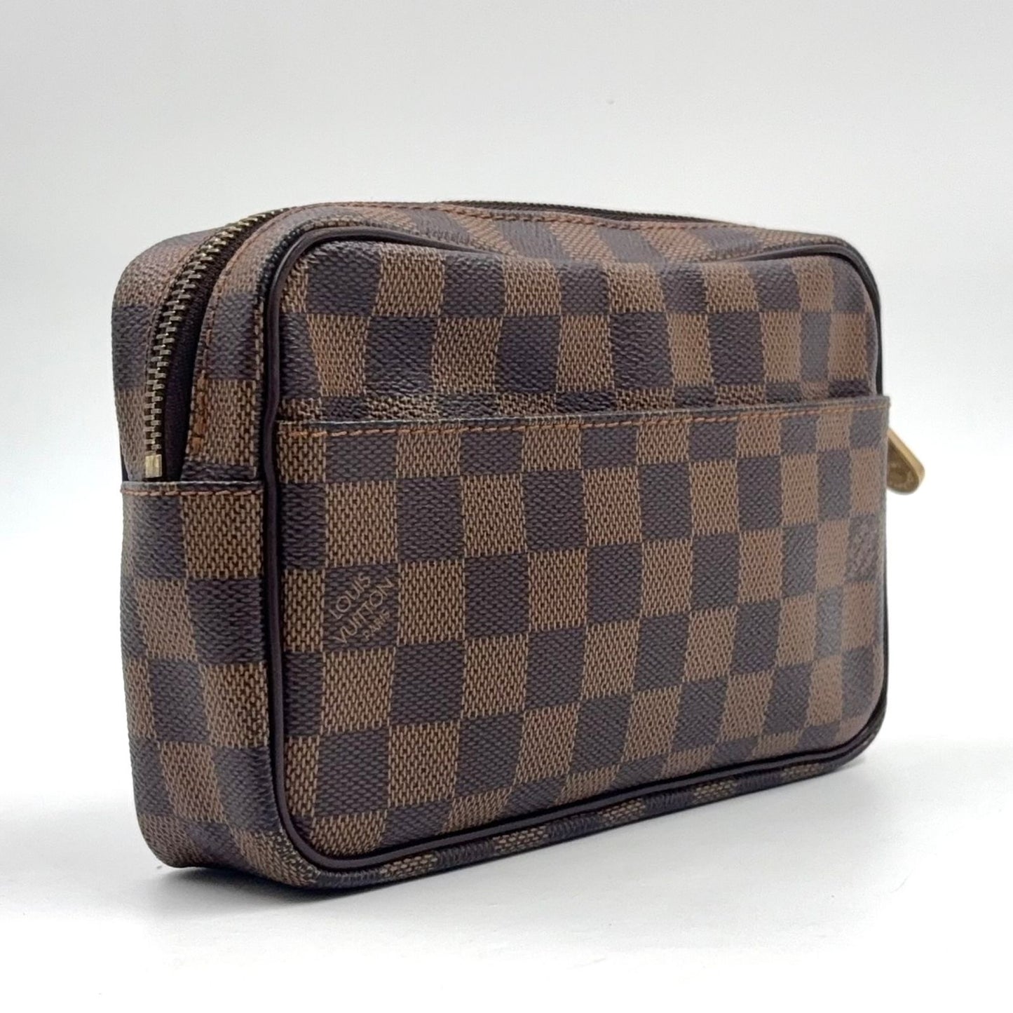 Louis Vuitton Pochette Viemakao Damier Ebene Leather Brown Clutch Gold — view 2