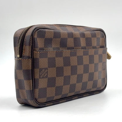 Louis Vuitton Pochette Viemakao Damier Ebene Leather Brown Clutch Gold — view 2