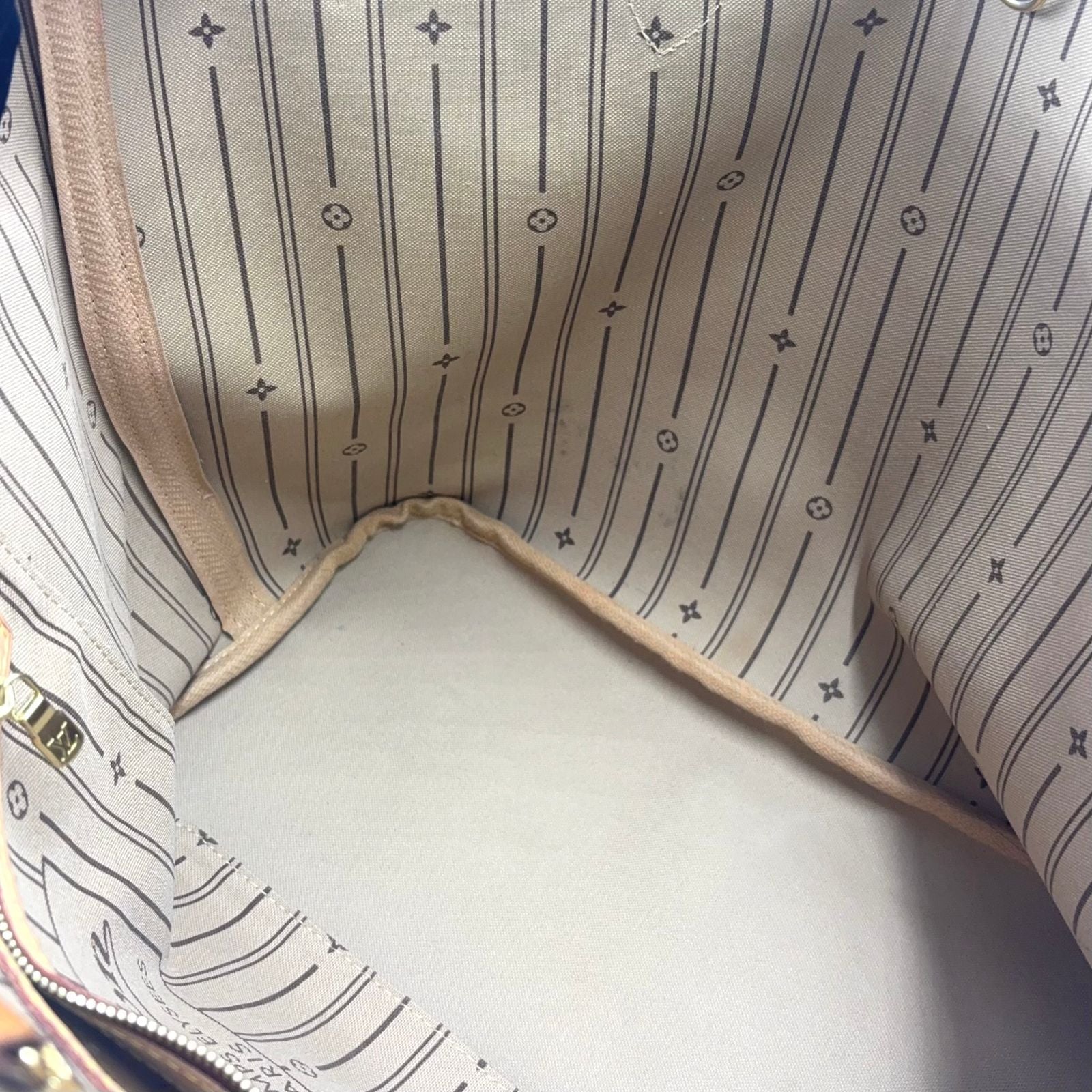 Louis Vuitton Neverfull MM Monogram Leather Brown Light Tote Bag Gold — view 5