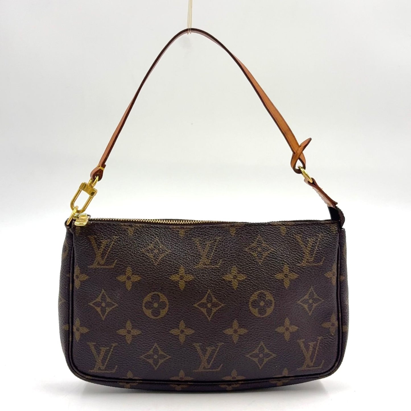 Louis Vuitton Pochette Accessoires Monogram Leather Brown Light Handbag Gold