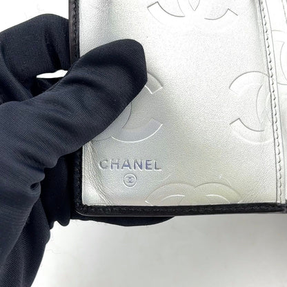 Chanel Cambon Line Lambskin Silver Black Wallet — view 4