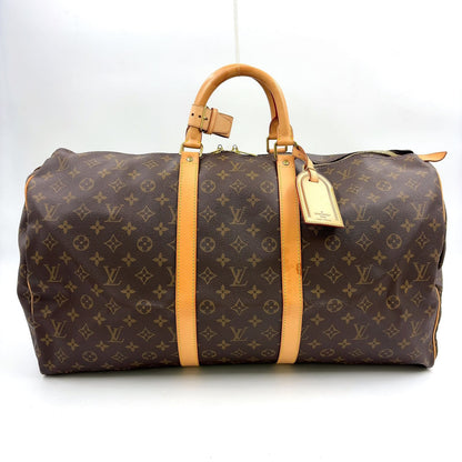 Louis Vuitton Keepall 55 Monogram Leather Brown Light Boston Bag Gold