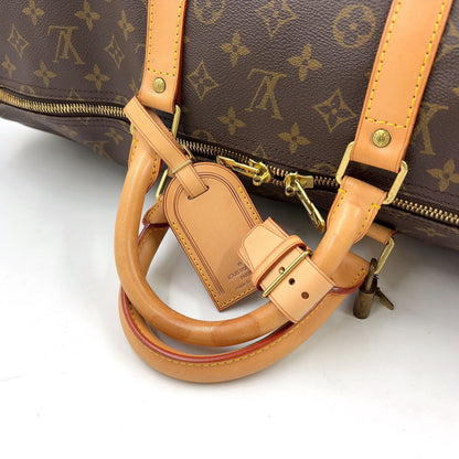 Louis Vuitton Keepall 55 Monogram Leather Brown Light Boston Bag Gold — view 5