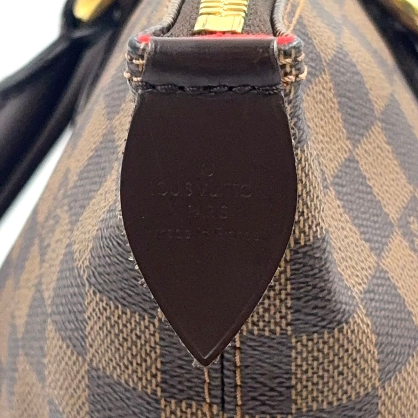 Louis Vuitton Saleya MM Damier Ebene Leather Brown Tote Bag Gold — view 4