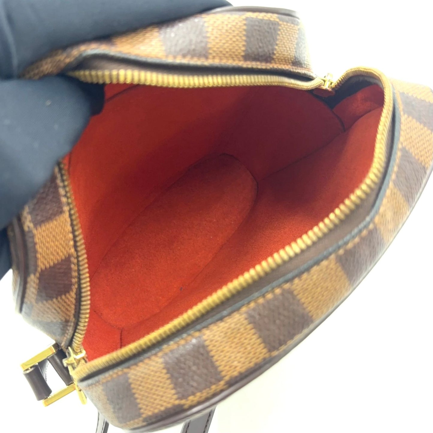 Louis Vuitton Ipanema PM Damier Ebene Leather Brown Shoulder Bag Gold — view 3