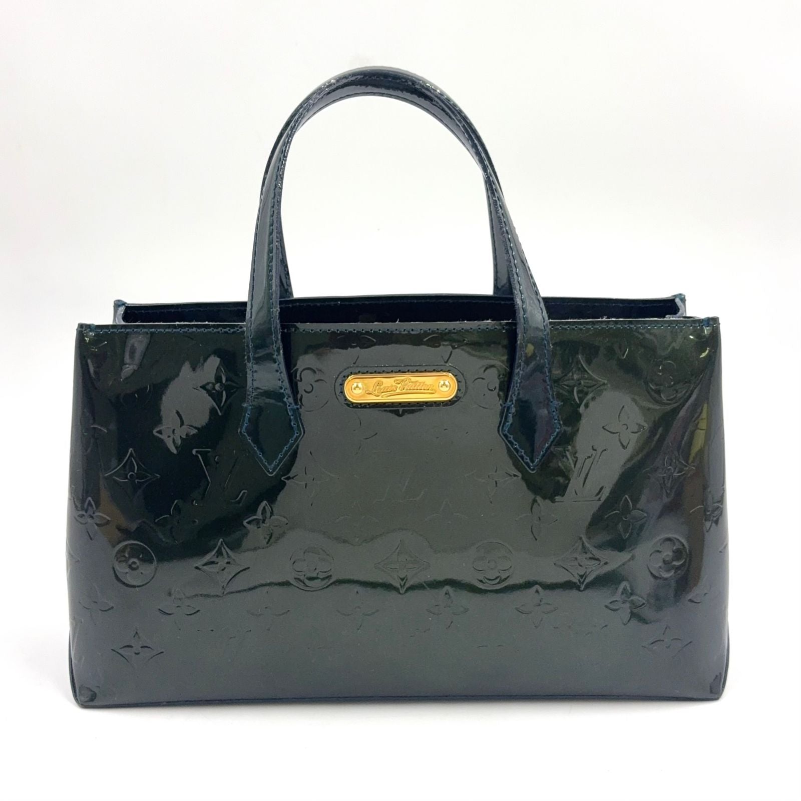 Louis Vuitton Wilshire PM Monogram Vernis Blue Infini Patent Leather Dark Green