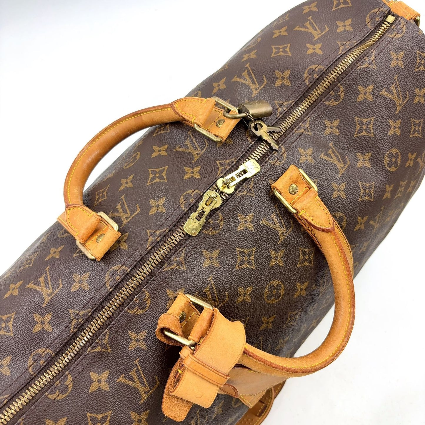 Louis Vuitton Keepall Bandouliere 50 Monogram Leather Brown Light Boston Bag — view 7