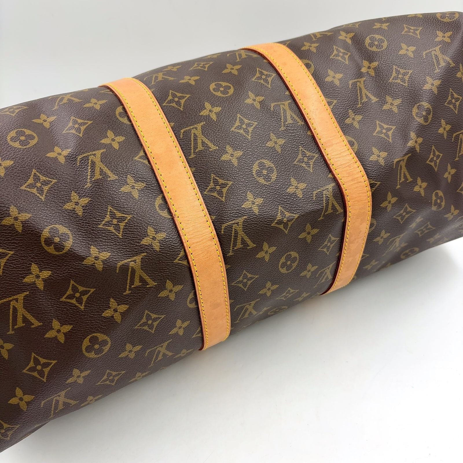 Louis Vuitton Keepall Bandouliere 50 Monogram Leather Brown Light Boston Bag — view 8