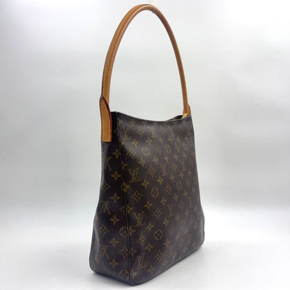 Louis Vuitton Looping GM Monogram Leather Brown Light Shoulder Bag Gold — view 2