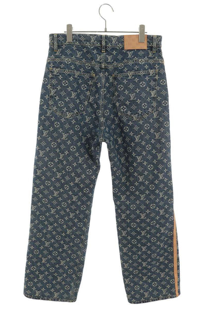 Louis Vuitton Side Leather Line Monogram Denim Pants 30 — view 2
