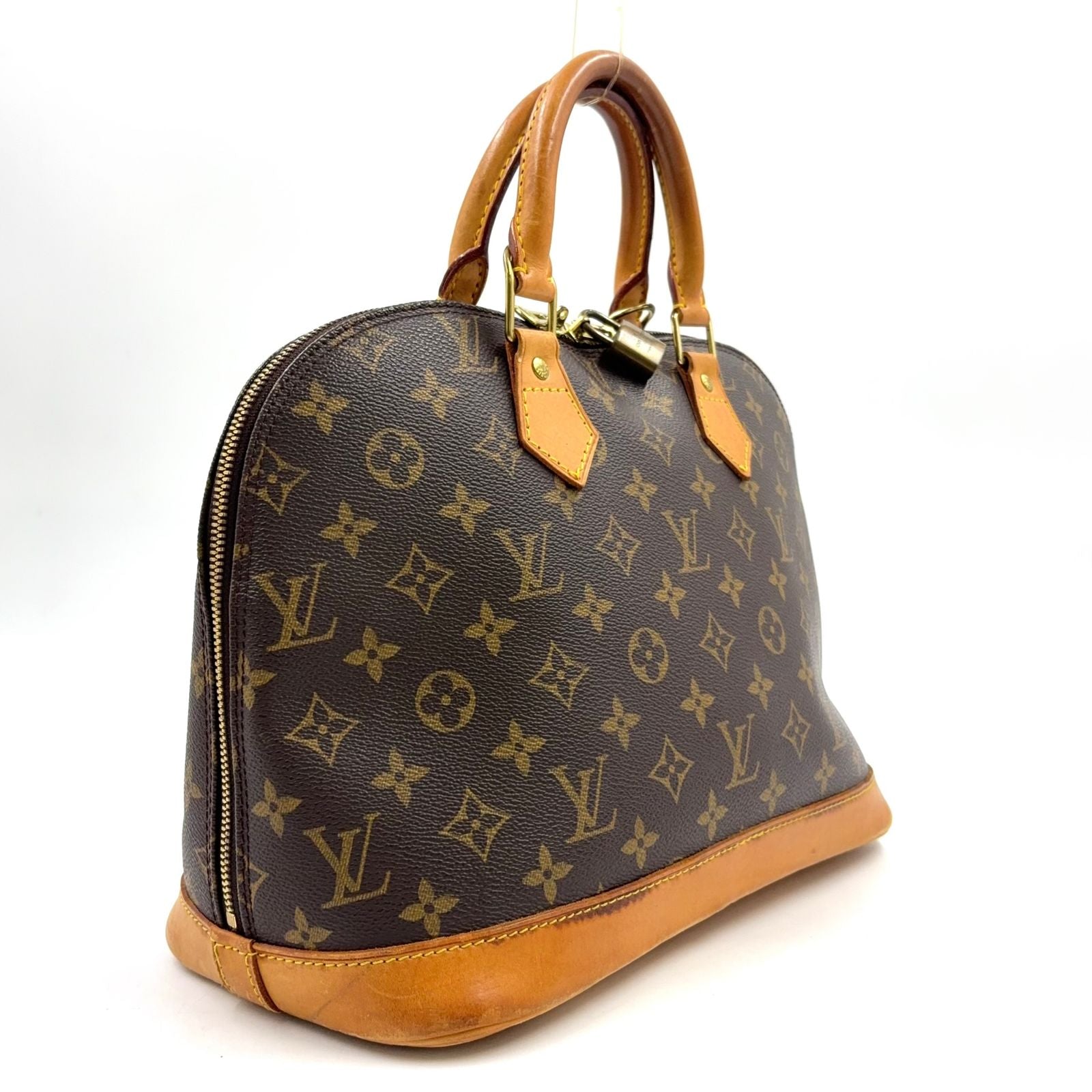 Louis Vuitton Alma PM Monogram Leather Brown Light Handbag Gold — view 2