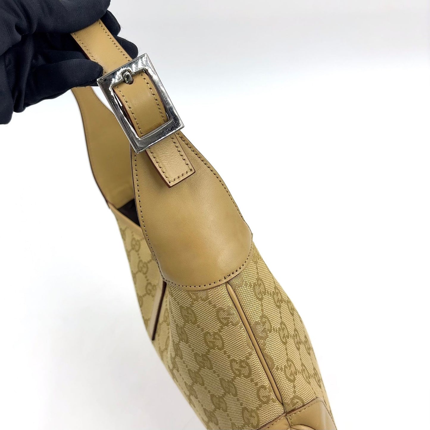 Gucci Jackie GG Canvas Leather Beige Shoulder Bag Silver — view 6