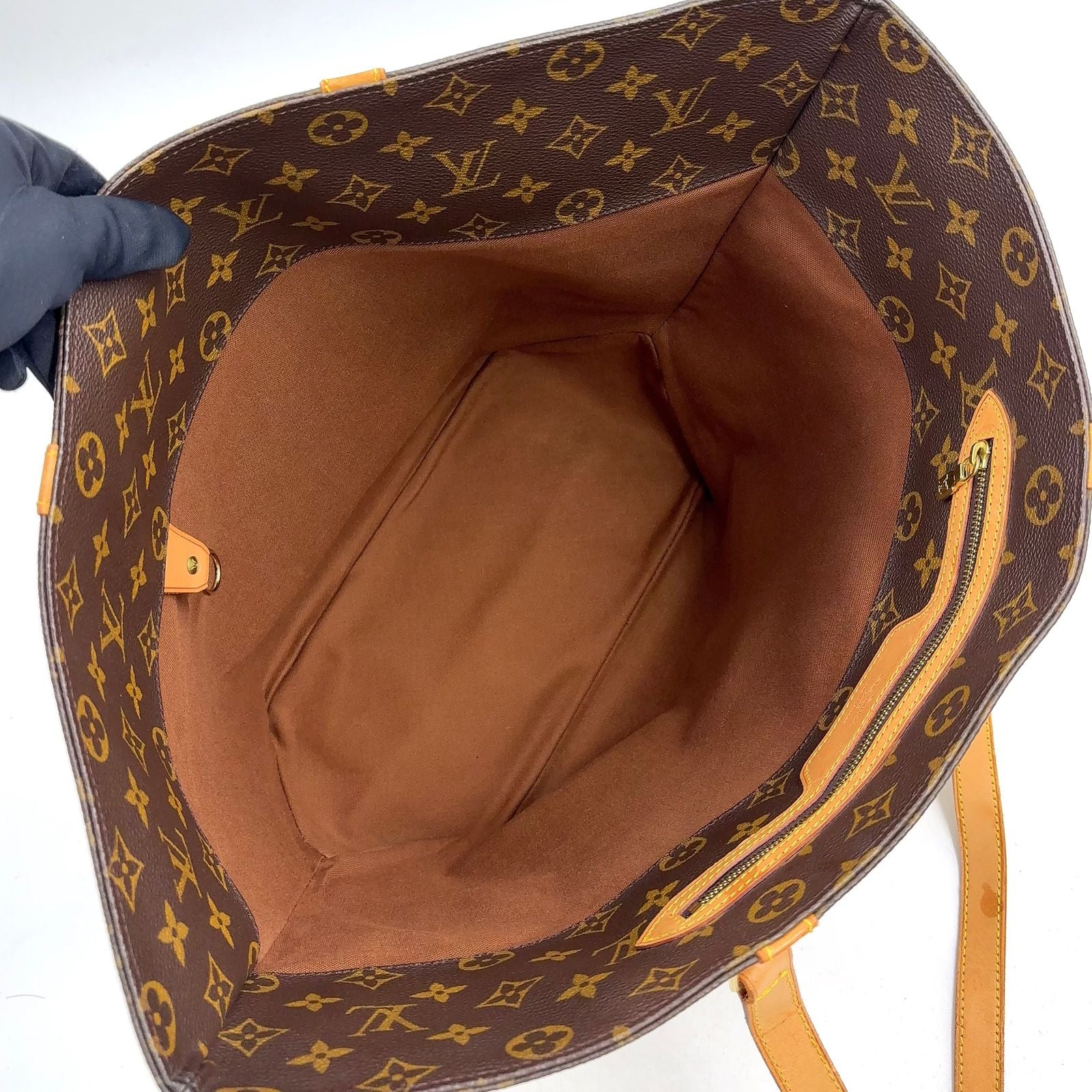 Louis Vuitton Sac Shopping Monogram Leather Brown Light Tote Bag Gold — view 3