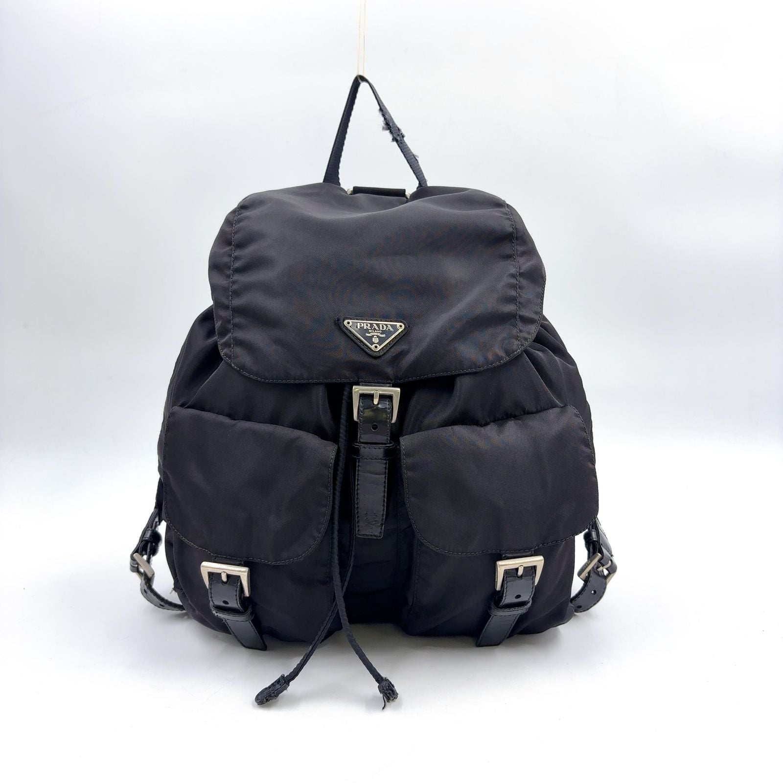 Prada Nylon Black Backpack Silver
