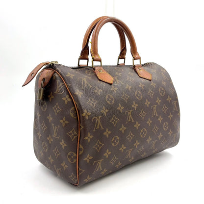Louis Vuitton Speedy 30 Monogram Leather Brown Light Handbag Gold — view 2