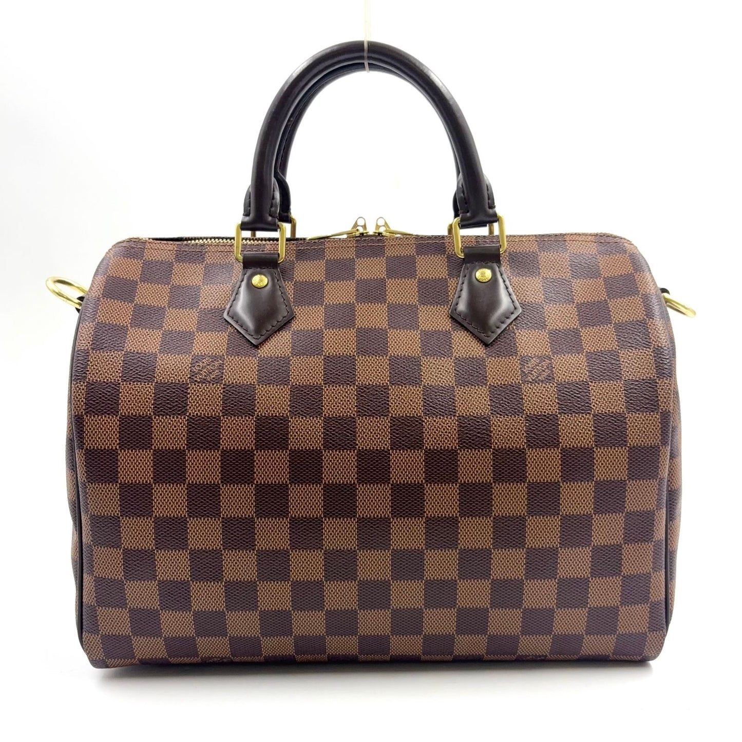 Louis Vuitton Speedy 30 Damier Ebene Leather Brown Handbag Gold