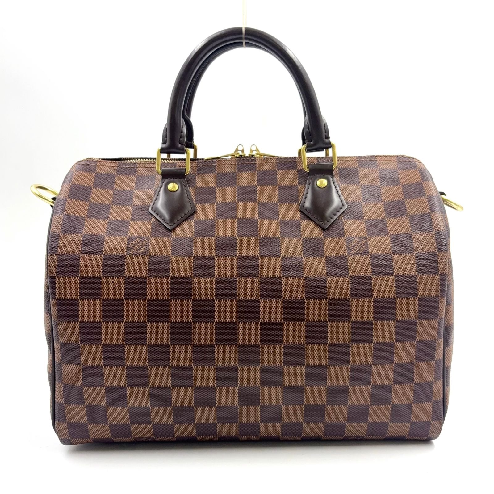 Louis Vuitton Speedy 30 Damier Ebene Leather Brown Handbag Gold