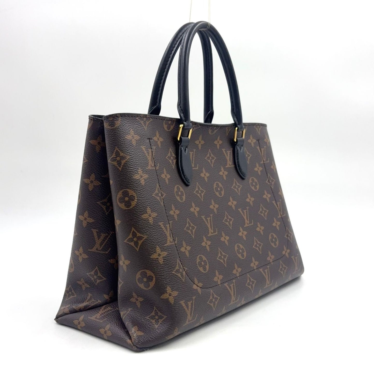 Louis Vuitton Flower Tote Monogram Leather Brown Black Handbag Gold — view 2