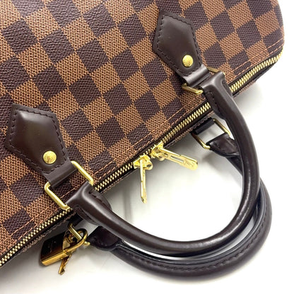 Louis Vuitton Speedy 30 Damier Ebene Leather Brown Handbag Gold — view 5