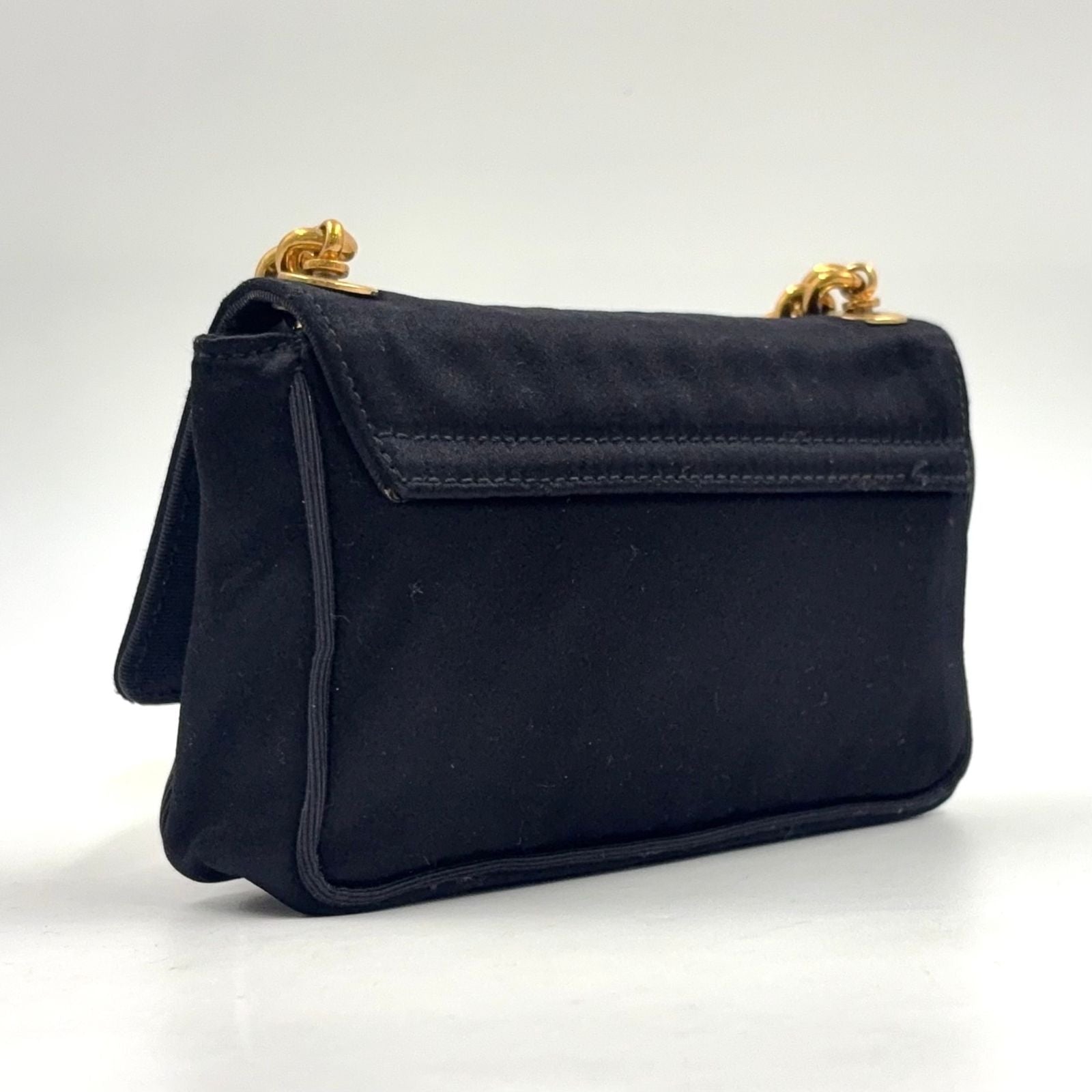 Dolce & Gabbana Bijou Mini Satin Black Chain Shoulder Bag Gold — view 2