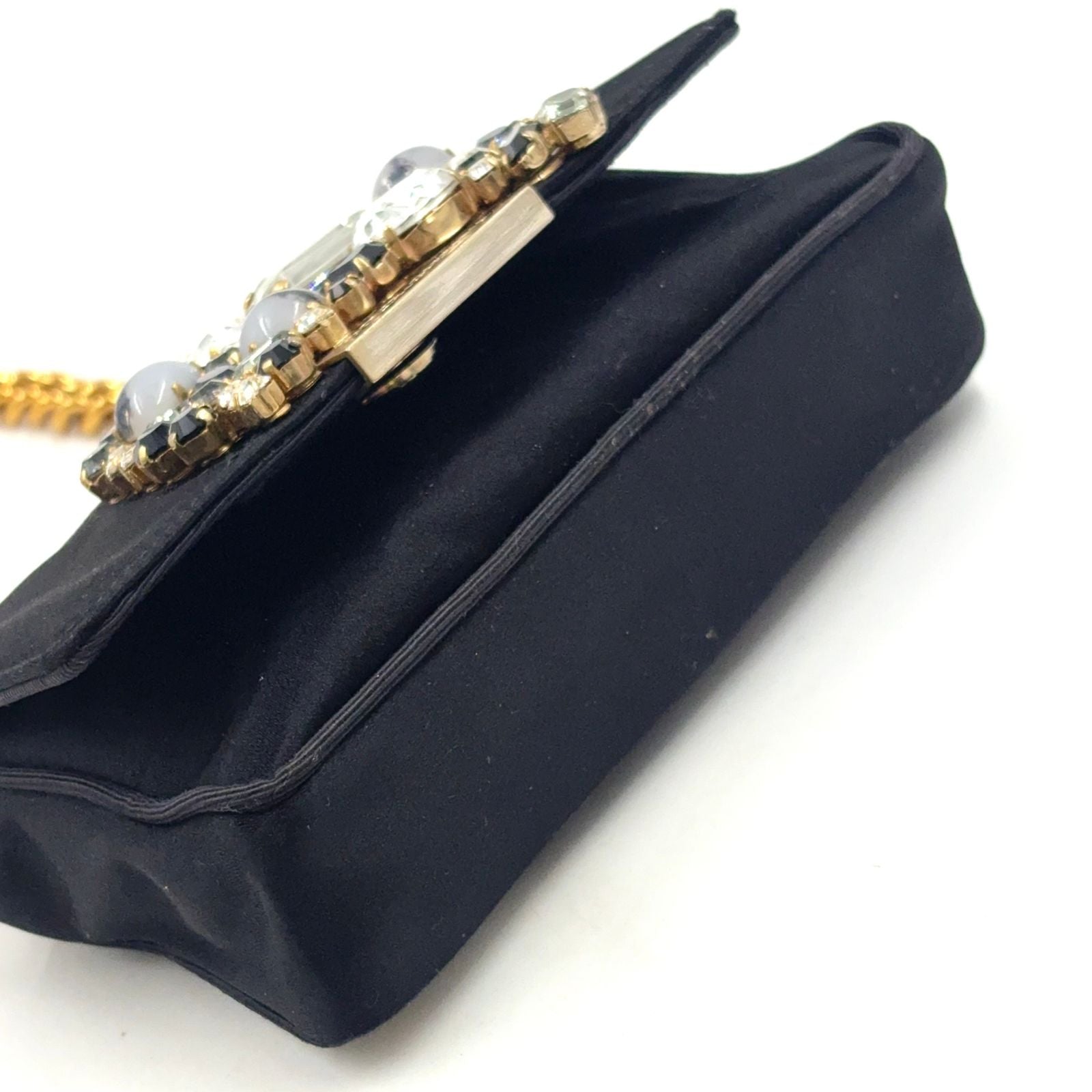 Dolce & Gabbana Bijou Mini Satin Black Chain Shoulder Bag Gold — view 6