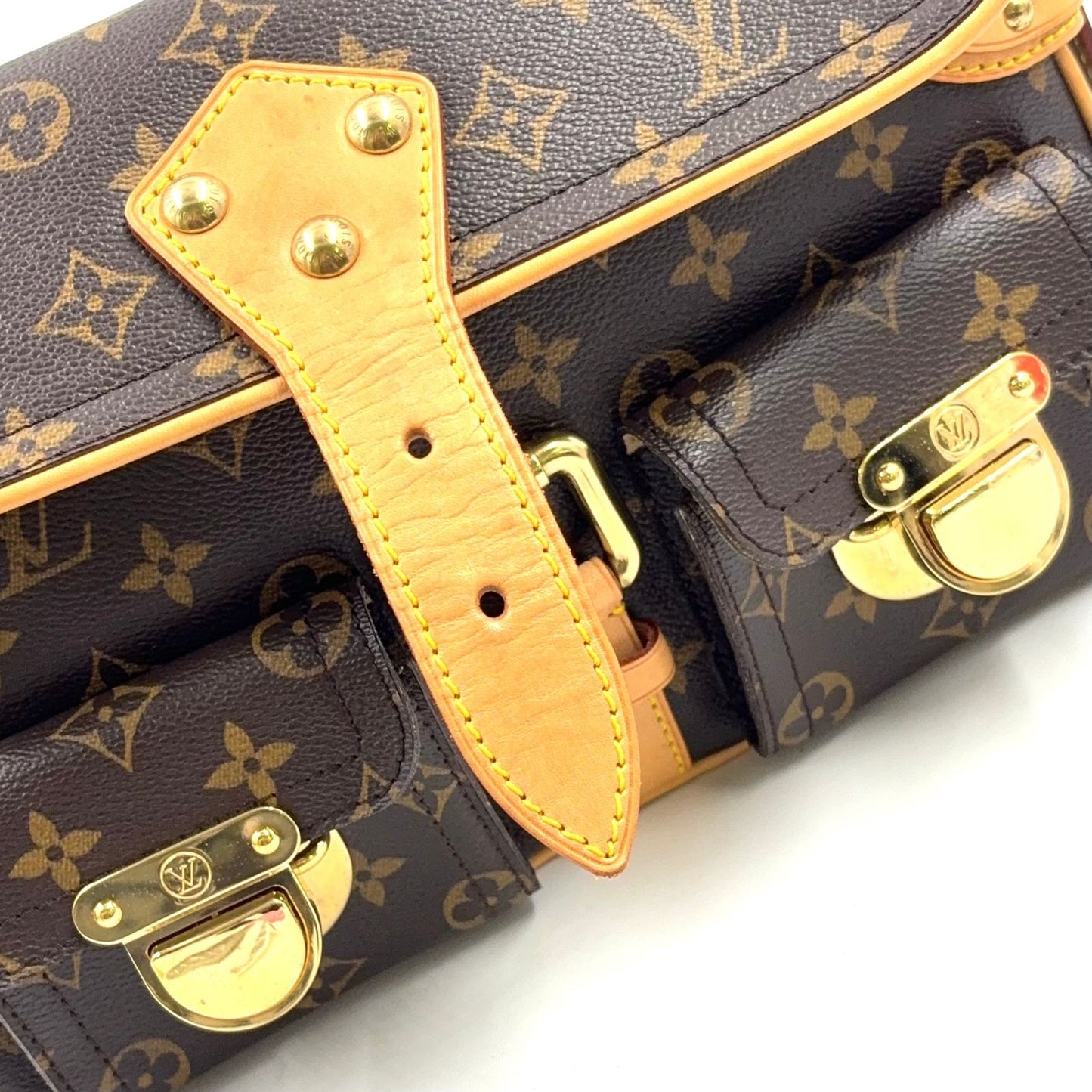 Louis Vuitton Hudson PM Monogram Leather Brown Light Shoulder Bag Gold — view 6