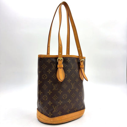 Louis Vuitton Bucket PM Monogram Leather Brown Light Shoulder Bag Gold — view 2
