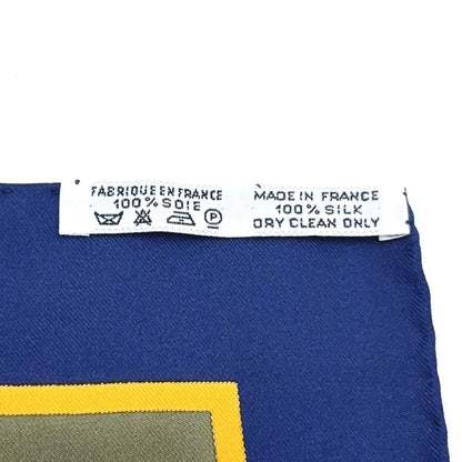Hermes Carre 90 in Salzburg Silk Yellow Green Navy Scarf — view 2