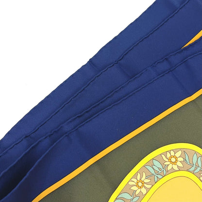 Hermes Carre 90 in Salzburg Silk Yellow Green Navy Scarf — view 6