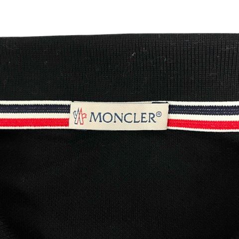 Moncler Polo Shirt Top Cotton Accent Logo Short Sleeve Black L — view 3