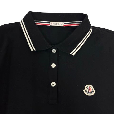 Moncler Polo Shirt Top Cotton Accent Logo Short Sleeve Black L — view 4