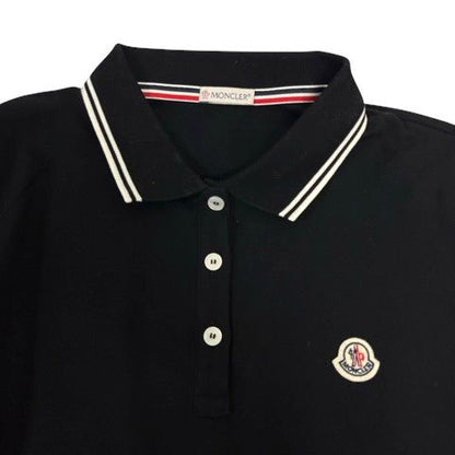 Moncler Polo Shirt Top Cotton Accent Logo Short Sleeve Black L — view 4