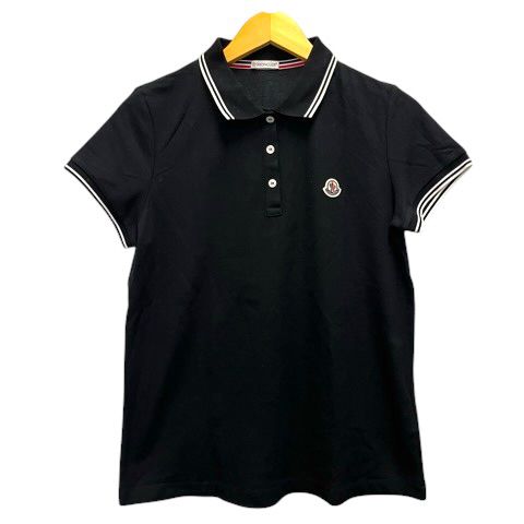 Moncler Polo Shirt Top Cotton Accent Logo Short Sleeve Black L