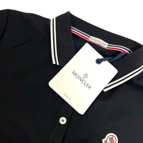Moncler Polo Shirt Top Cotton Accent Logo Short Sleeve Black L — view 6