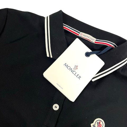 Moncler Polo Shirt Top Cotton Accent Logo Short Sleeve Black L — view 6