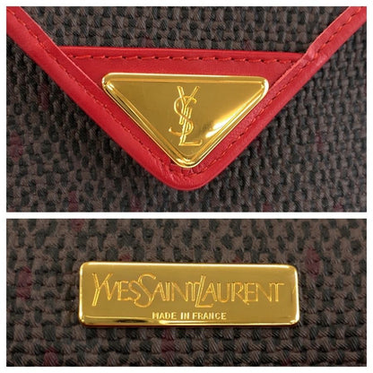 Saint Laurent Vintage YSL Red Gray Leather Shoulder Bag Pochette — view 4