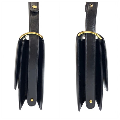 Celine Vintage Carriage Black Gold Leather Shoulder Bag — view 8
