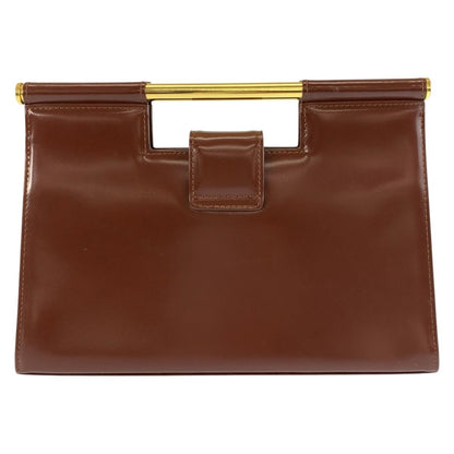 Saint Laurent Vintage Brown Gold Leather Handbag Clutch — view 2