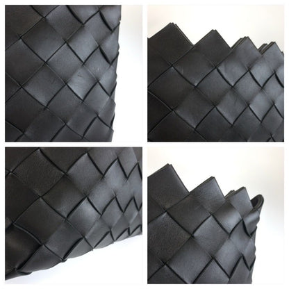 Bottega Veneta Intrecciato Black Silver Leather Clutch — view 6