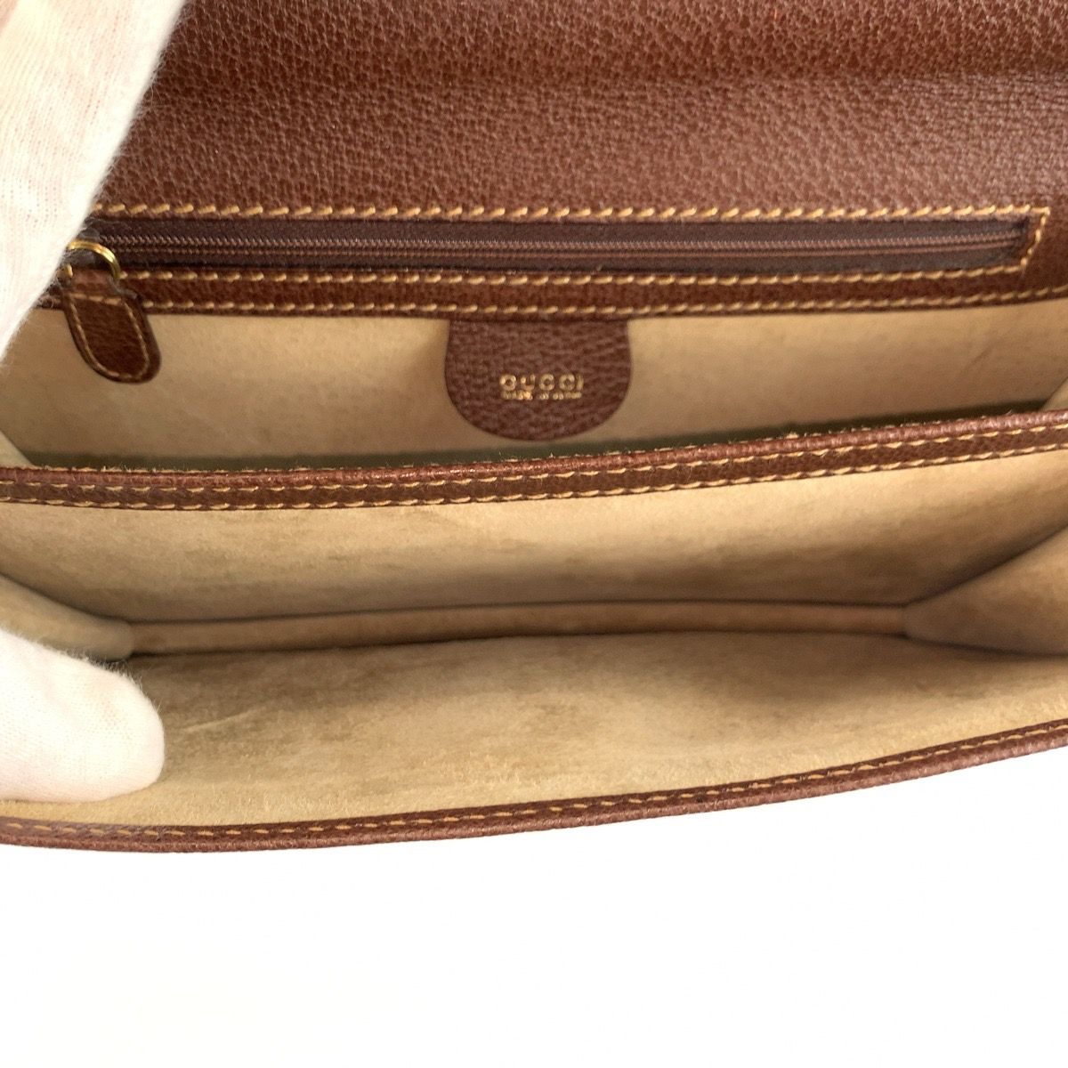 Gucci Brown Gold Leather Clutch — view 7