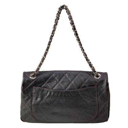 Chanel Shoulder Bag Quilted Bordeaux Chain Silver Wrinkled Leather — view 3