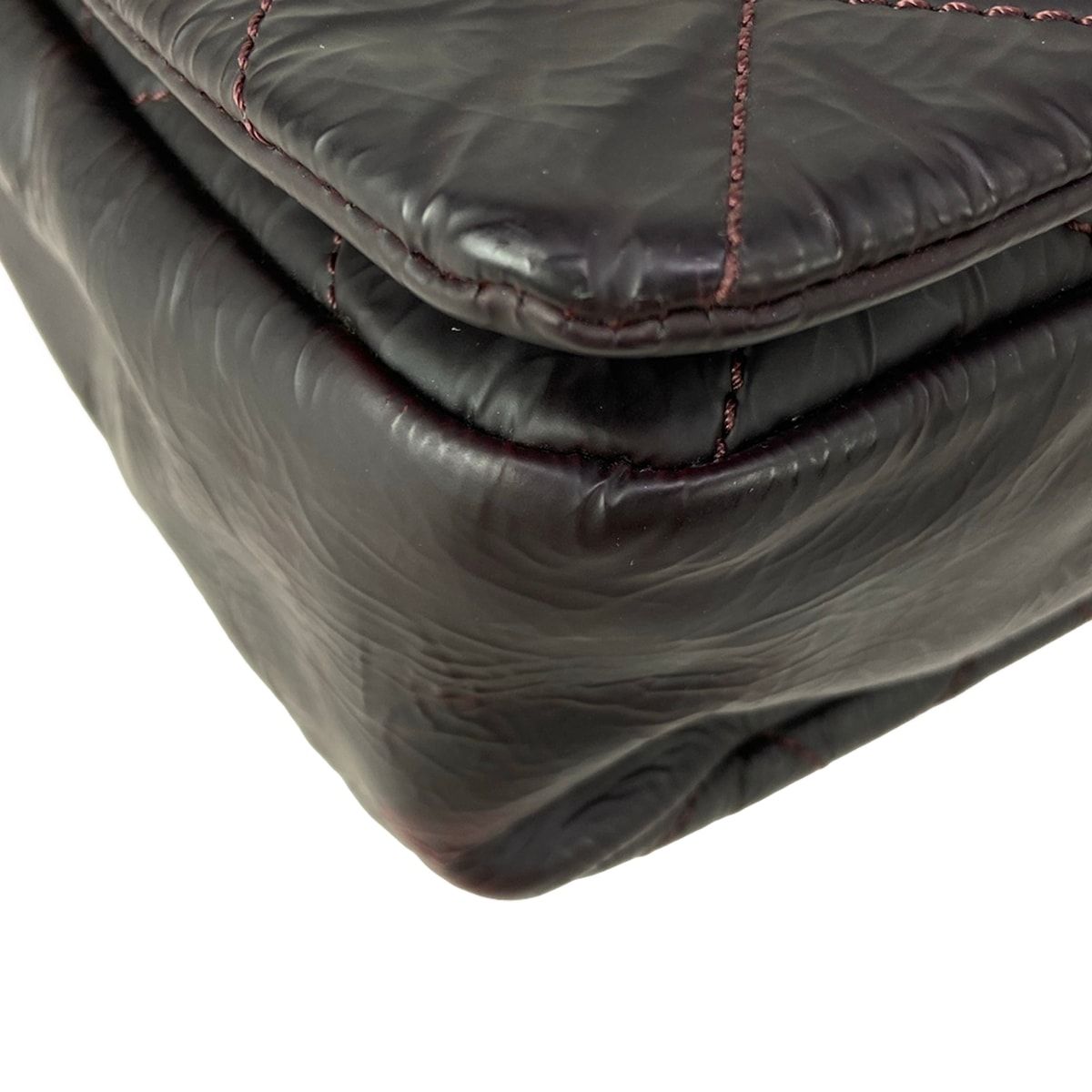 Chanel Shoulder Bag Quilted Bordeaux Chain Silver Wrinkled Leather — view 7